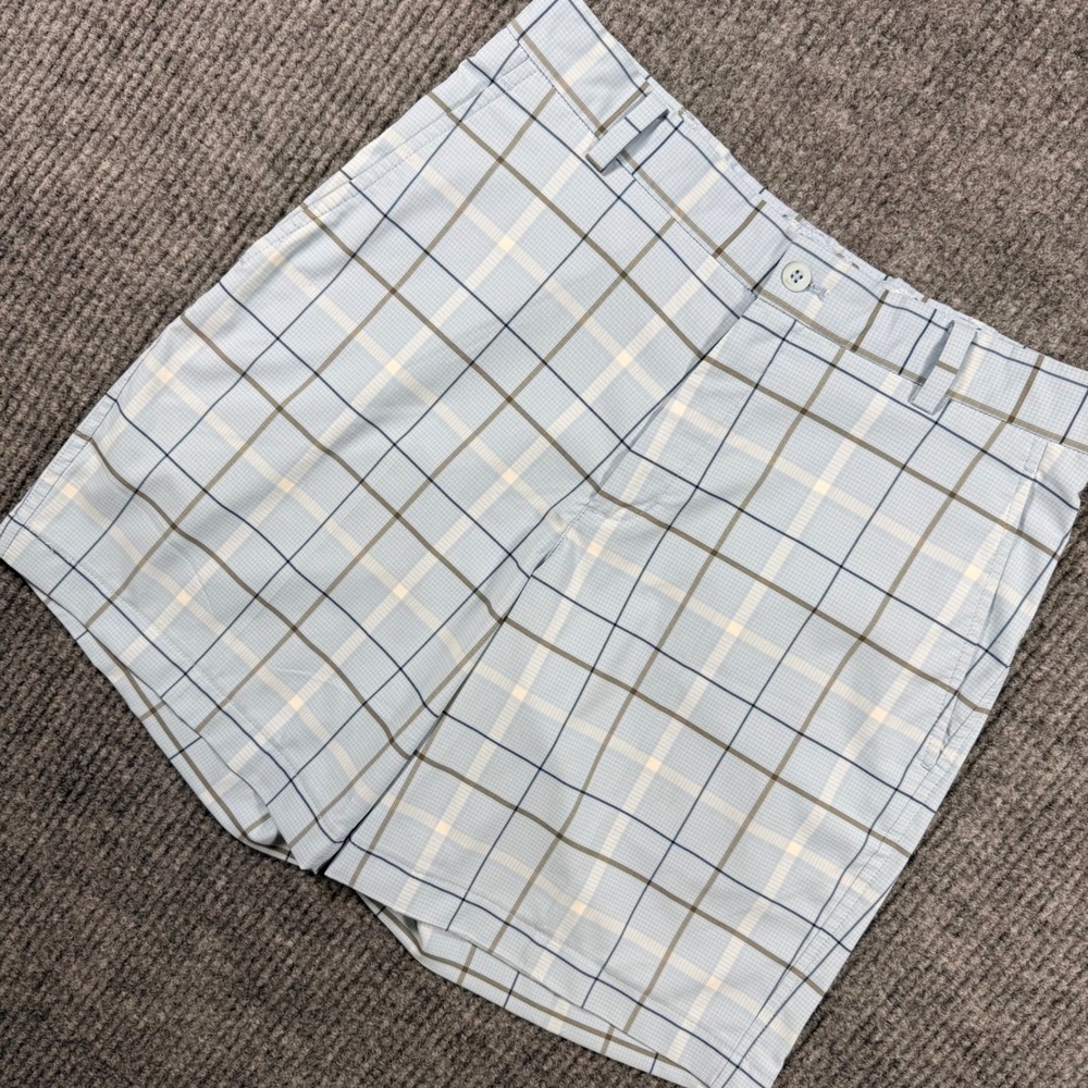 Nike Golf Mens Plaid Shorts Light Blue White Checkered Size 30 Performance